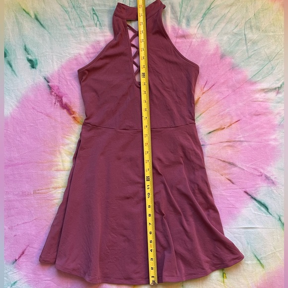 Express Mauve Mini Halter Skater Dress | Size S - Picture 4 of 11